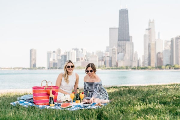 Chicago bloggers Bows & Sequins and Hallie Wilson of Among Other Things hosting a summer picnic with Veuve Clicquot.