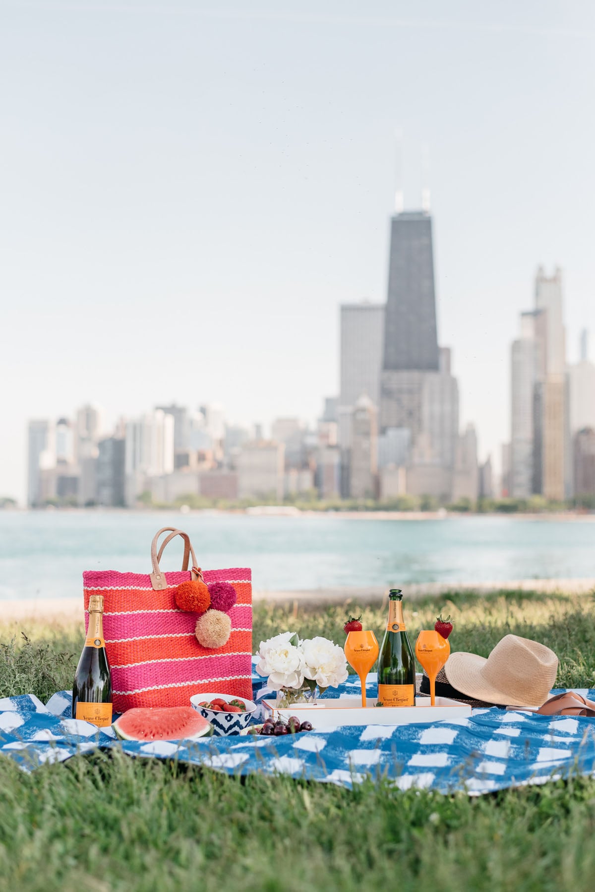 Bows & Sequins hosting a picnic along Lake Michigan.