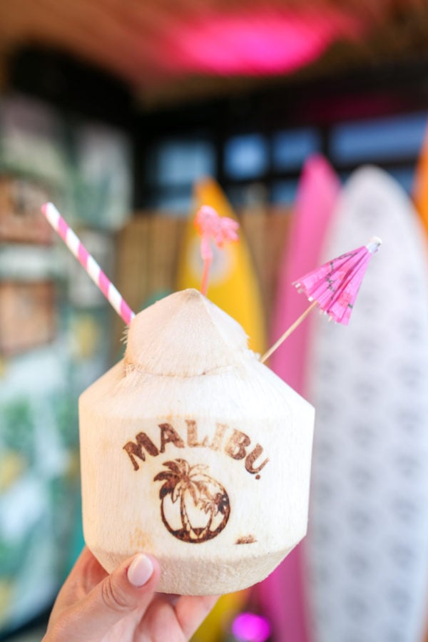 A Malibu Rum coconut cocktail at Tiki Tabu