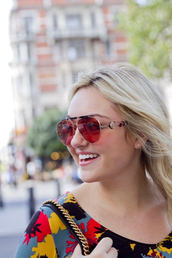 Bows & Sequins wearing Tommy x Gigi Spring 2017 collection sunglasses in London.