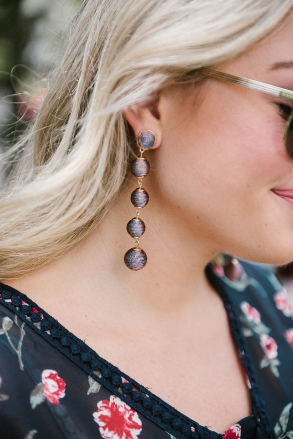 Fashion-focused lifestyle blogger Bows & Sequins wearing metallic BaubleBar earrings from the Nordstrom Anniversary Sale 2017.