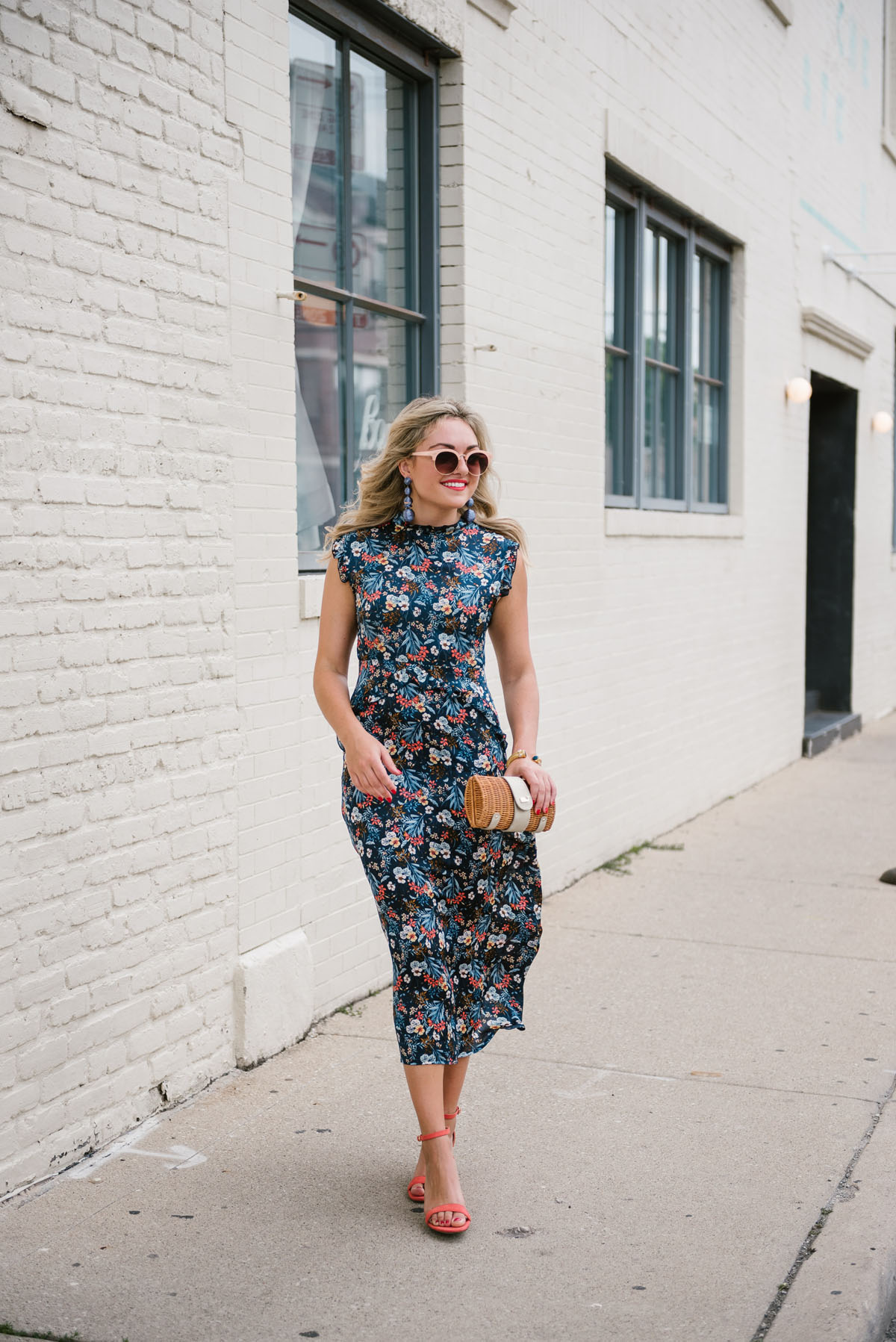 Silk Floral Midi Dress at the Winchester in Chicago — bows & sequins