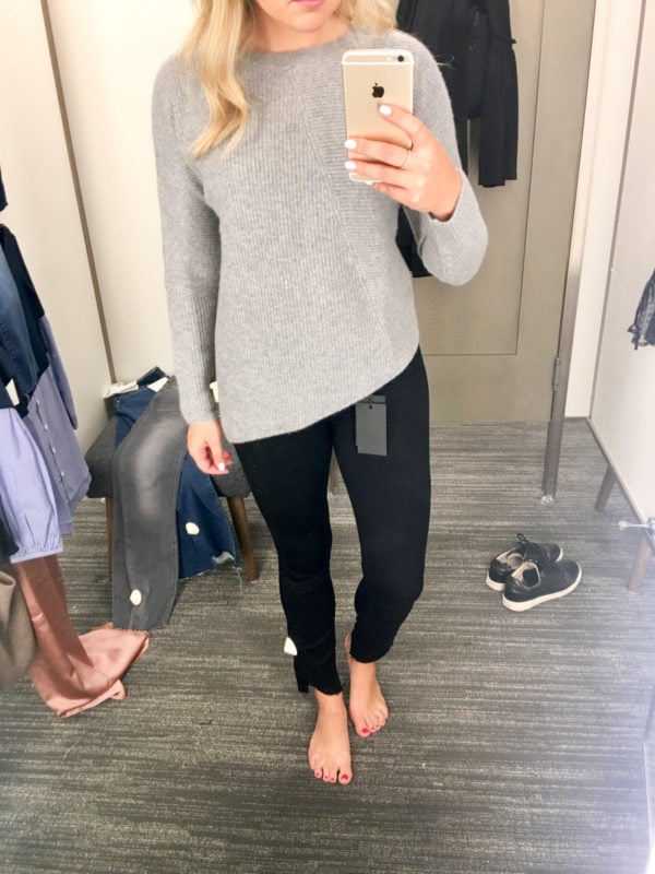 Bows & Sequins Guide to Shopping the Nordstrom Anniversary Sale | What to Buy: Halogen Asymmetrical Hem Sweater and Paige Raw Hem Jeans