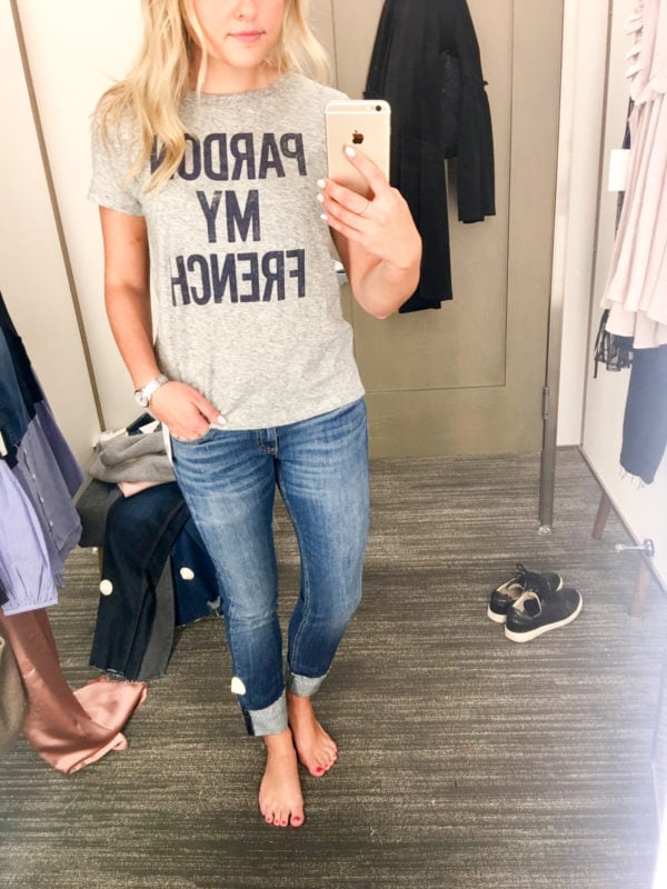 Bows & Sequins Guide to Shopping the Nordstrom Anniversary Sale | What to Buy: J.Crew Pardon My French Tee with Rag & Bone Dre Boyfriend Jeans
