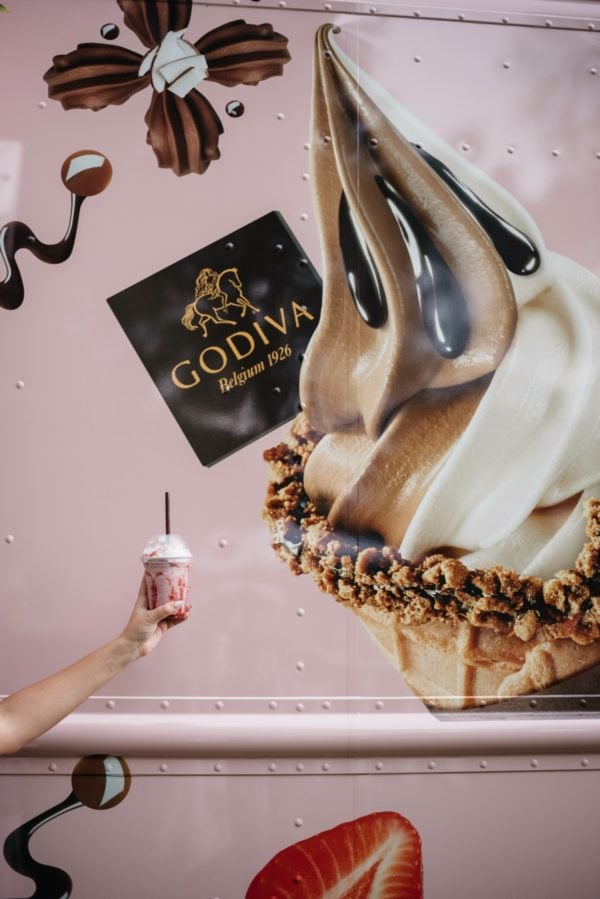Bows & Sequins at the Godiva Chocolate truck at Lollapalooza in Chicago.