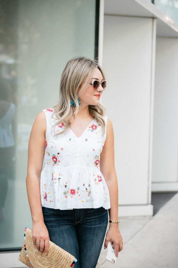 j crew white peplum top