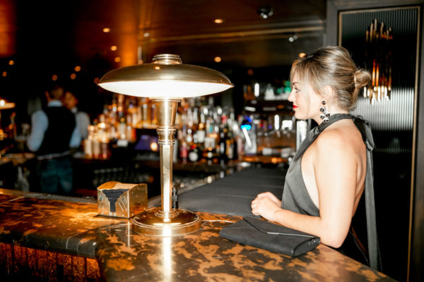 Fashion blogger Jessica Sturdy wearing Halfpenny Black Dress at City Social in London