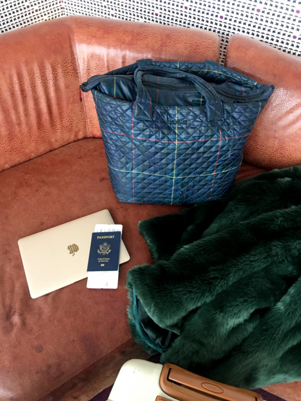 Travel blogger Bows & Sequins at JFK in NYC at the Virgin Atlantic Clubhouse Luxury Lounge