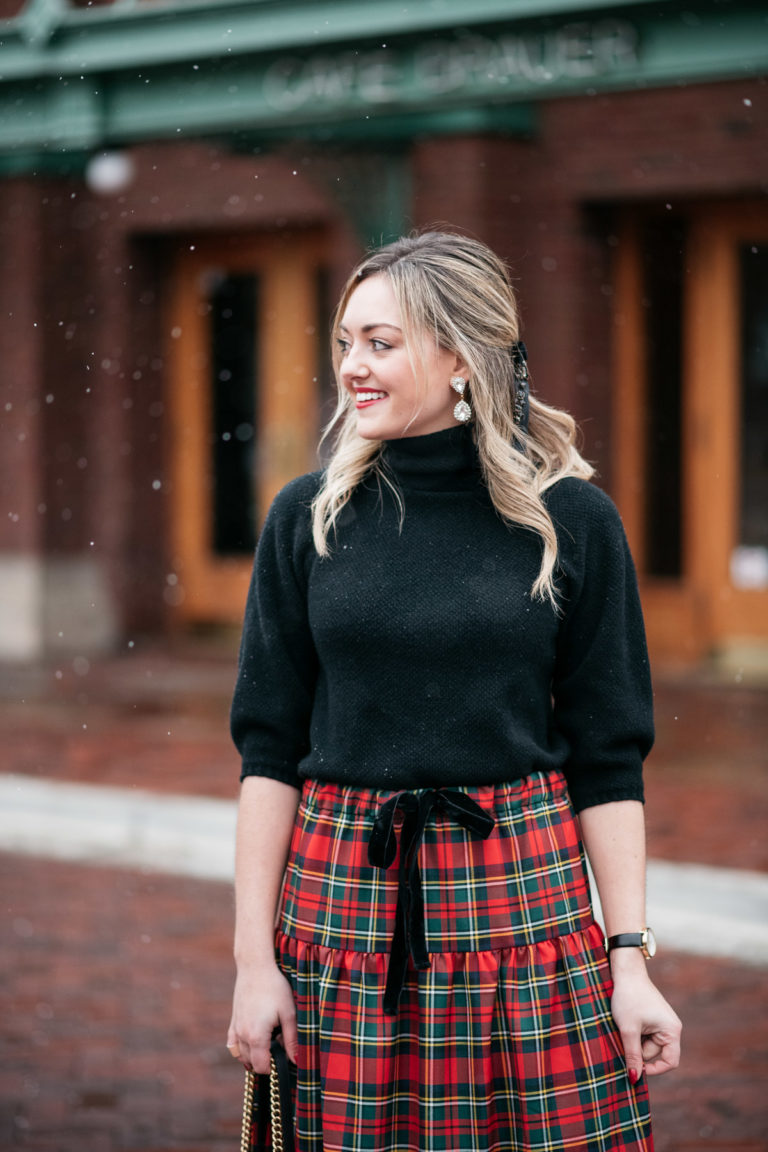 Christmas Red Plaid Tiered JSK with Criss-cross Front main image 0
