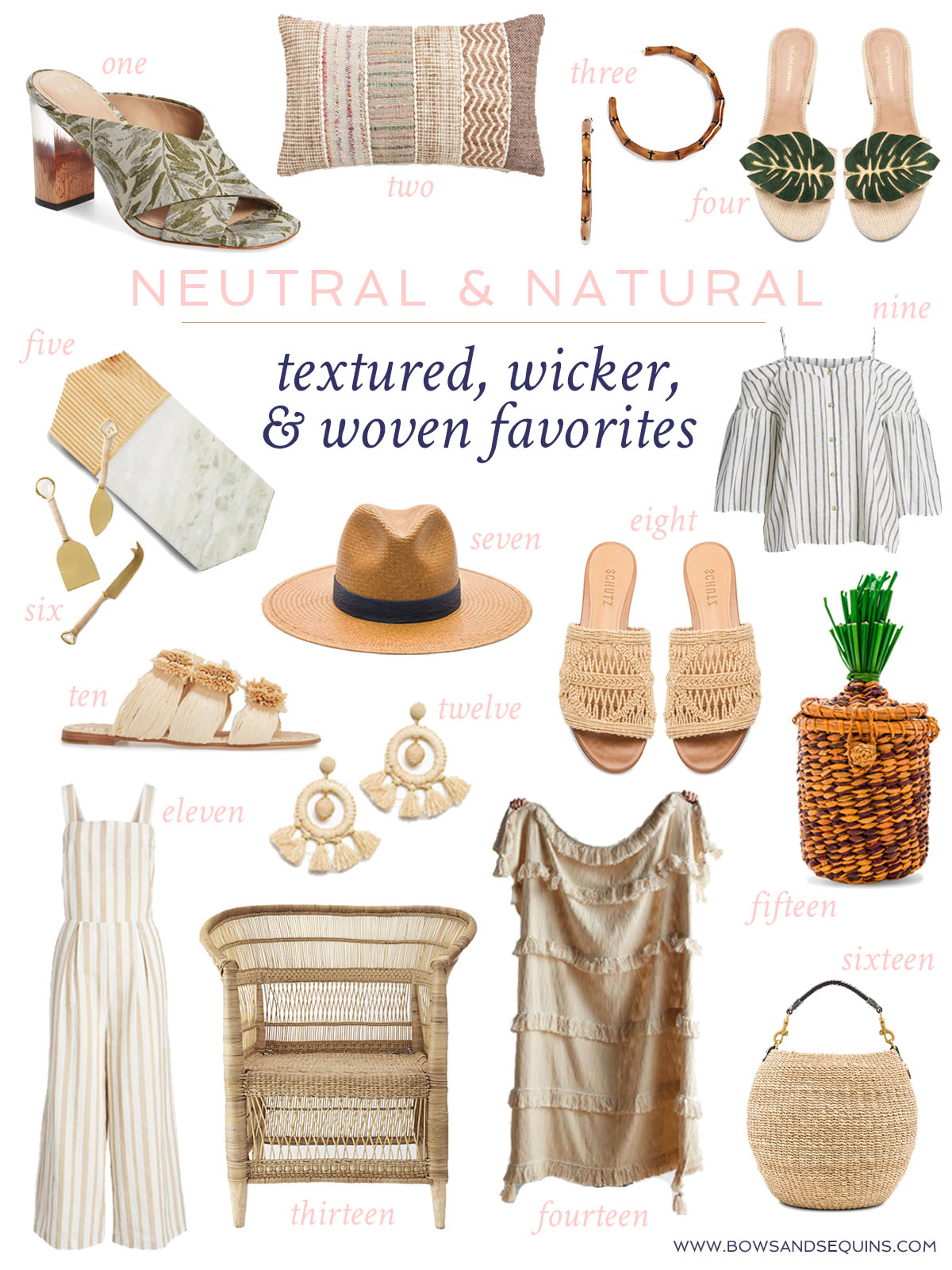 Jessica Sturdy shares her favorite textured, wicker and woven shopping finds for neutral and natural fashion, beauty, and home decor.