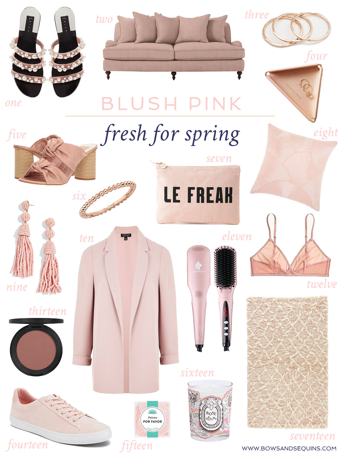 Jessica Sturdy shares her favorite blush pink shopping finds for spring fashion, beauty, and home decor.