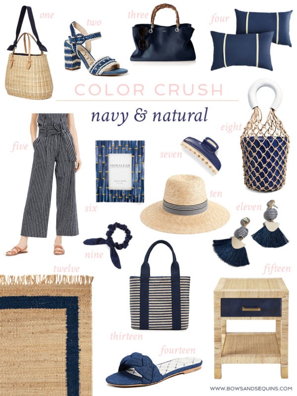 Jessica Sturdy shares her favorite spring and summer home decor and fashion accessories in a navy blue and natural textured color palette.