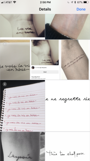 thin script wrist tattoos french words