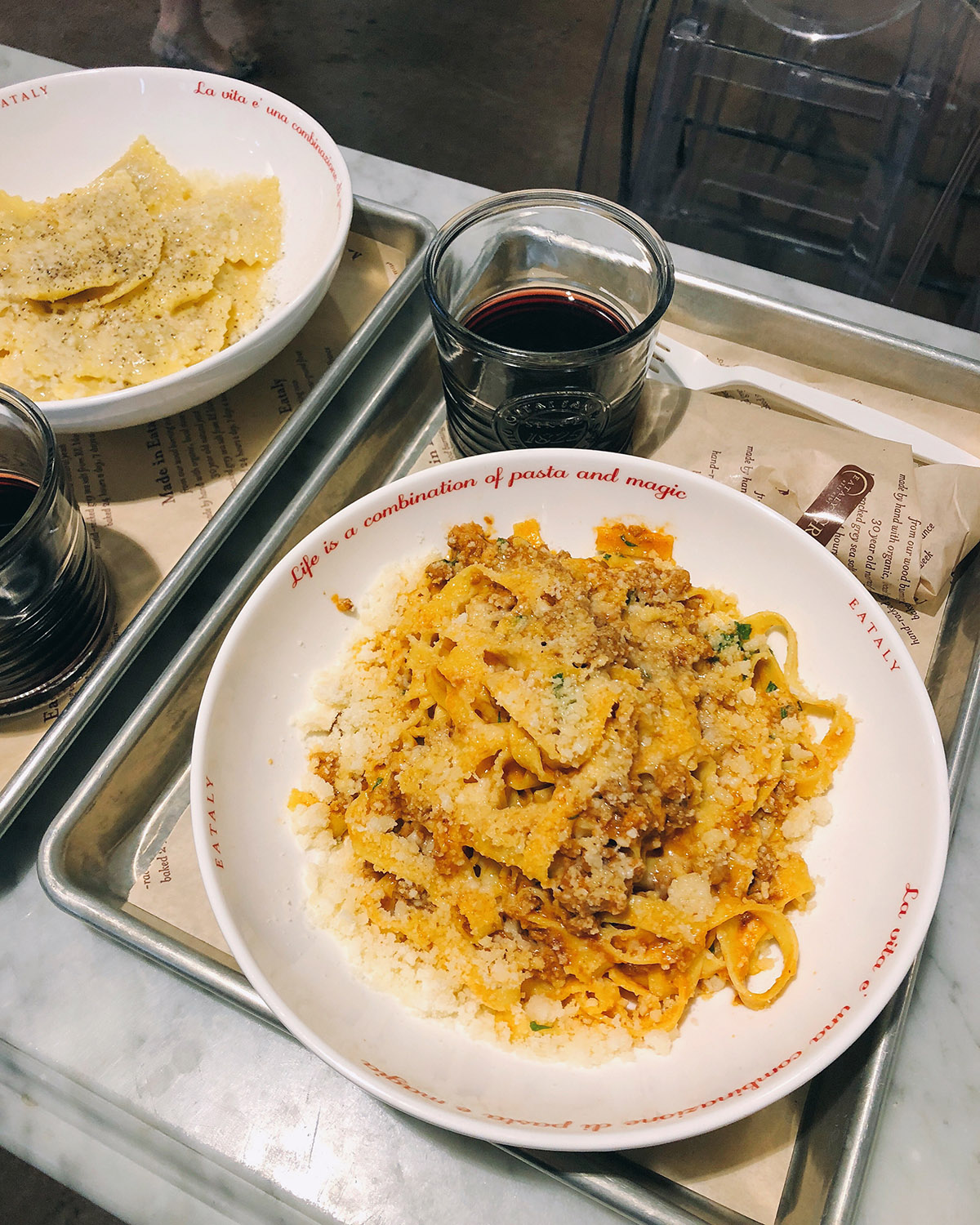 Best pasta in Chicago at Eataly's Ravioli & Co counter on the first floor.