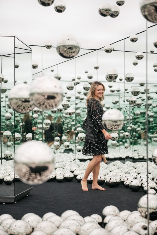 Women's fashion and lifestyle blogger Jessica Sturdy of Bows & Sequins at the Infinity Mirrors installation.