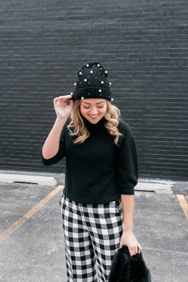 black and white gingham pants outfit