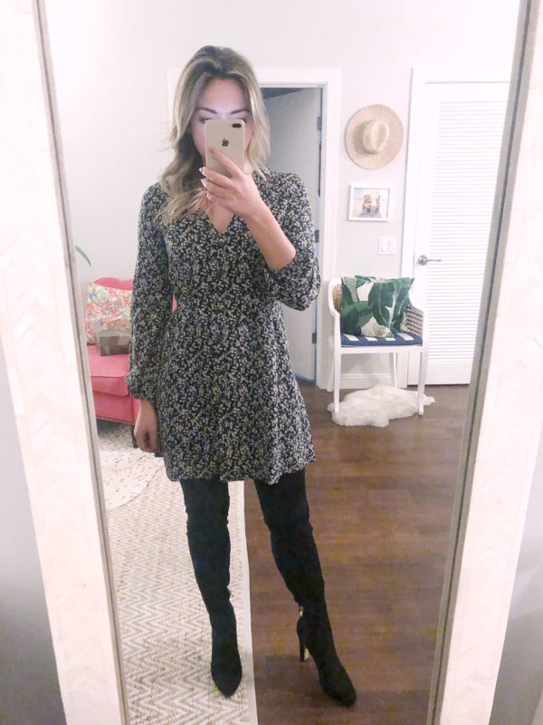Chicago style blogger Bows & Sequins wearing a floral Miss Selfridges dress.