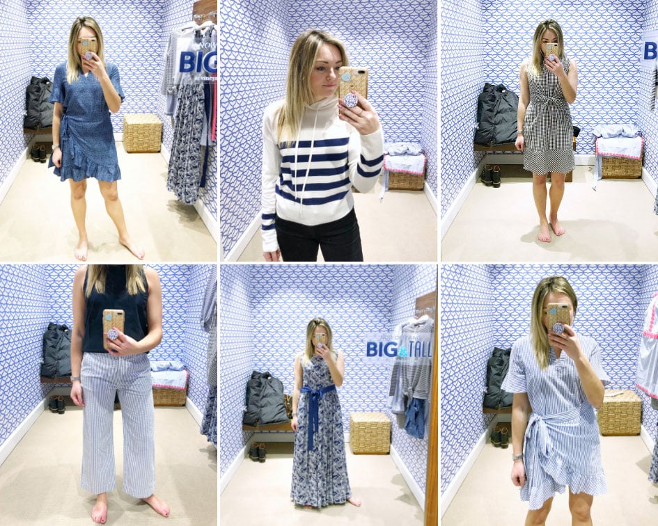 Chicago fashion blogger Bows & Sequins doing a dressing room try-on at Vineyard Vines in the Gold Coast. So many great spring pieces!