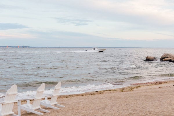White Adirondack Chairs at Wee Burn Beach Club in Connecticut