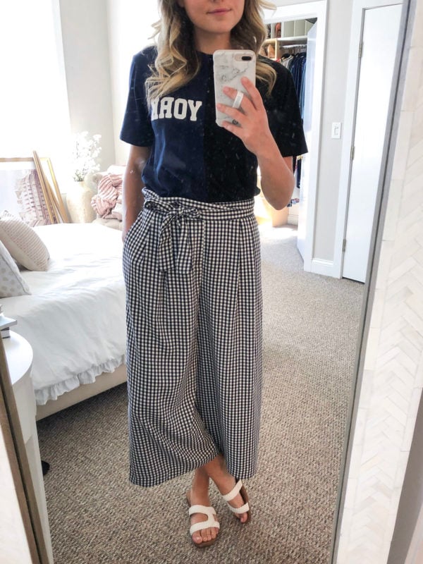 Cynthia Rowley Cali York Tee, Zara Wide Leg Gingham Pants