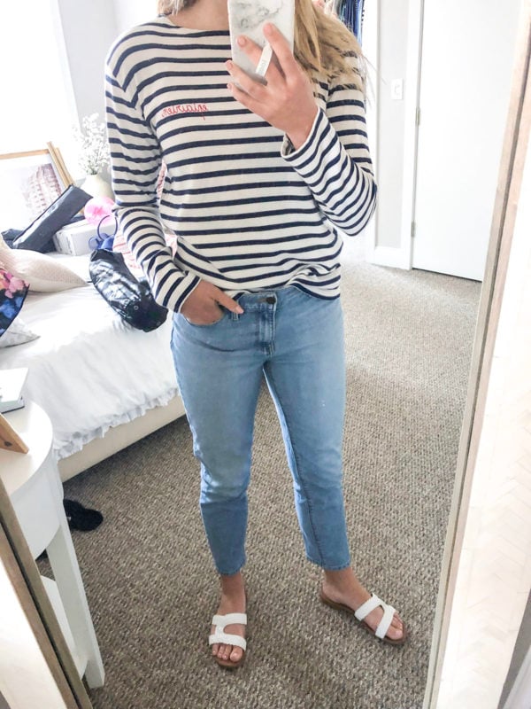 Maison LaBiche Striped Shirt, Mott & Bow Mom Jeans