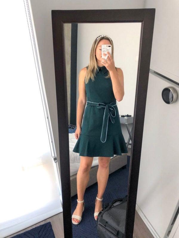 Preppy Eliza J Collared Dress with a Pearl Headband