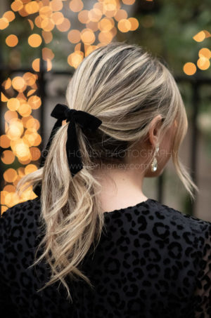 black velvet bow hair tie holiday