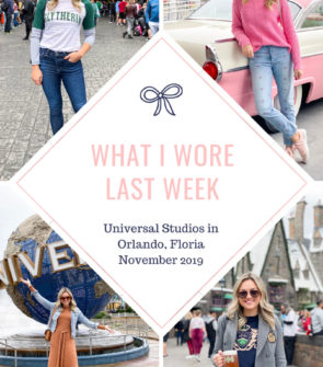 Travel blogger Bows & Sequins shares what she wore in Orlando, Florida at Universal Studios, Islands of Adventure, and the Wizarding World of Harry Potter.