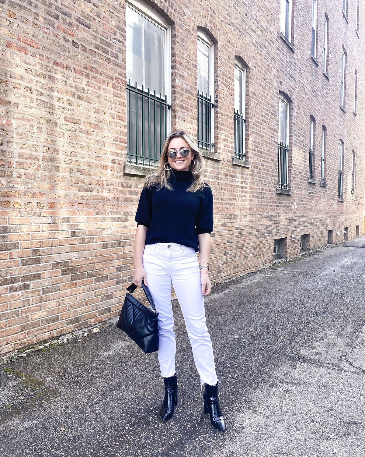 winter outfits with white jeans