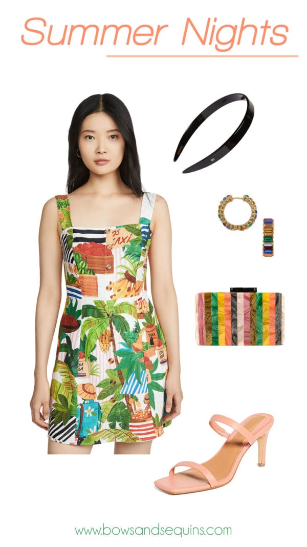 farm rio dress, colorful accessories, miami outfit ideas