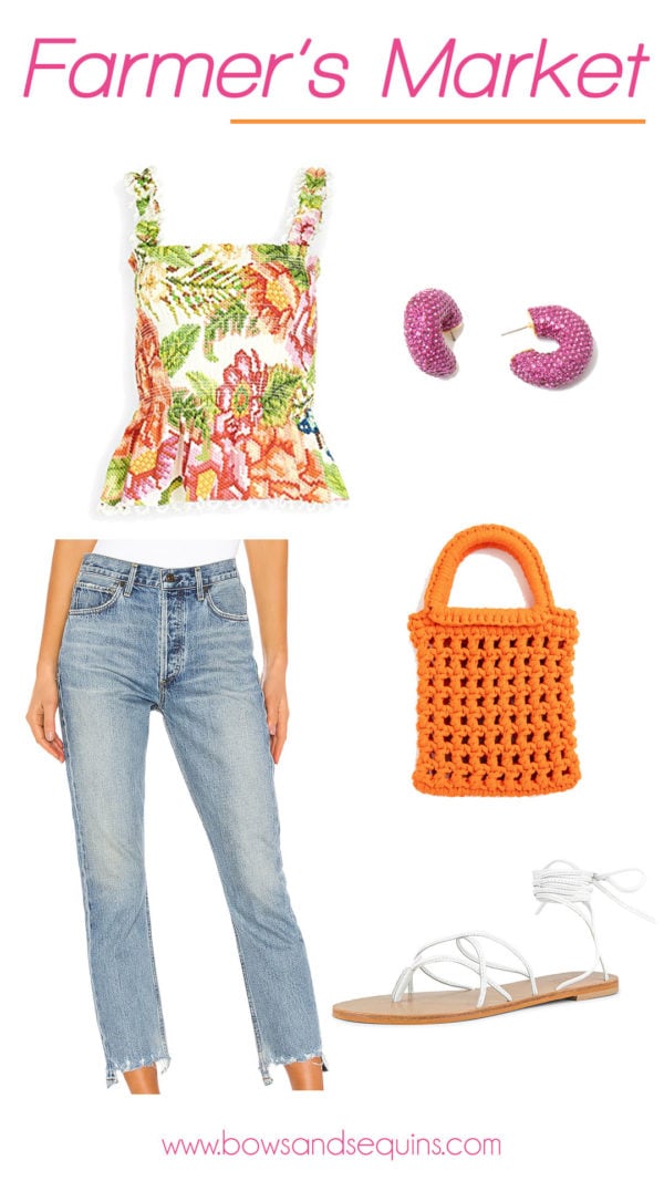 farm rio embroidered floral top, citizens of humanity charlotte crop jeans, tuckernuck