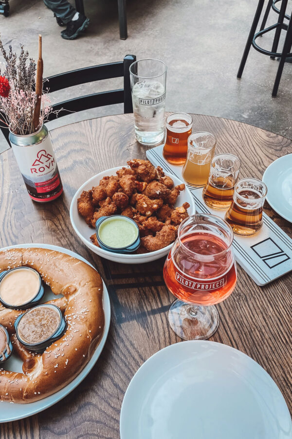 Weekend in Milwaukee: Lunch at Pilot Project Brewing. Don't miss the giant pretzel with a trio of dips!