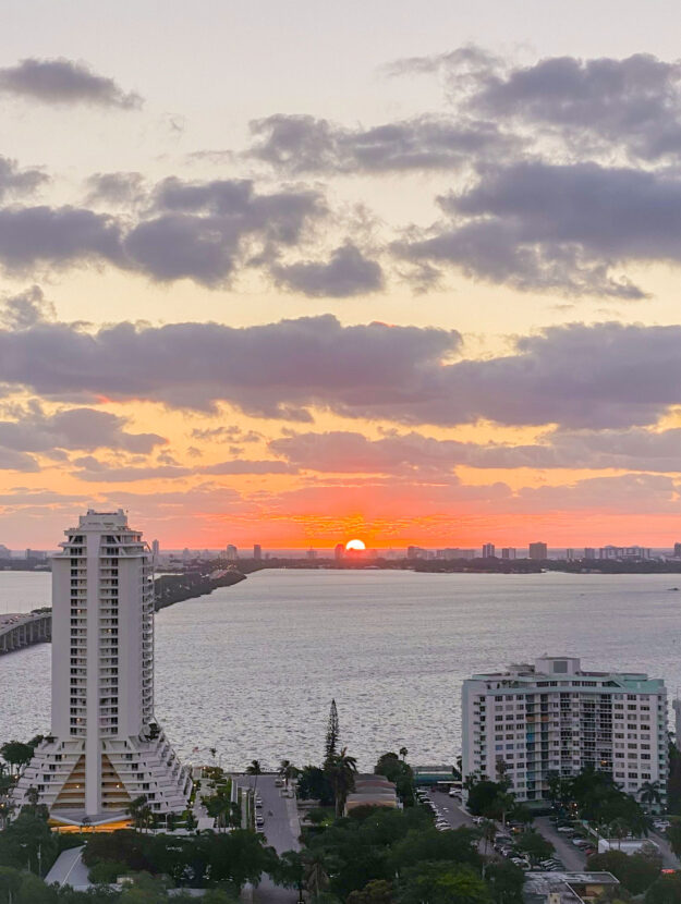 Sunrise over Miami Beach and Biscayne Bay