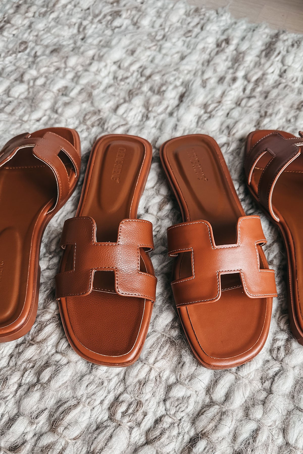 Orangey Brown Faux Leather 'H' Sandals similar to Hermes Oran