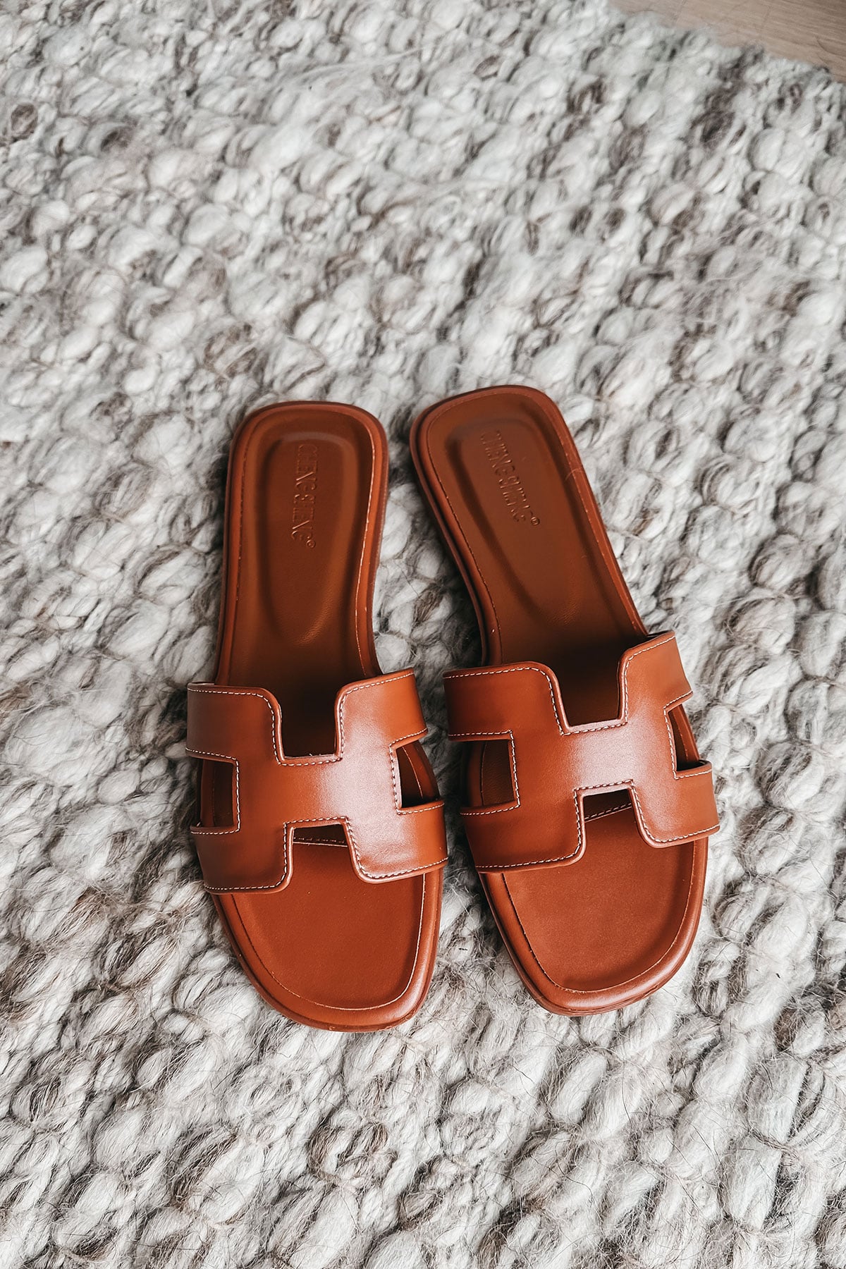 Hermes Oran Sandals Dupes in Brown