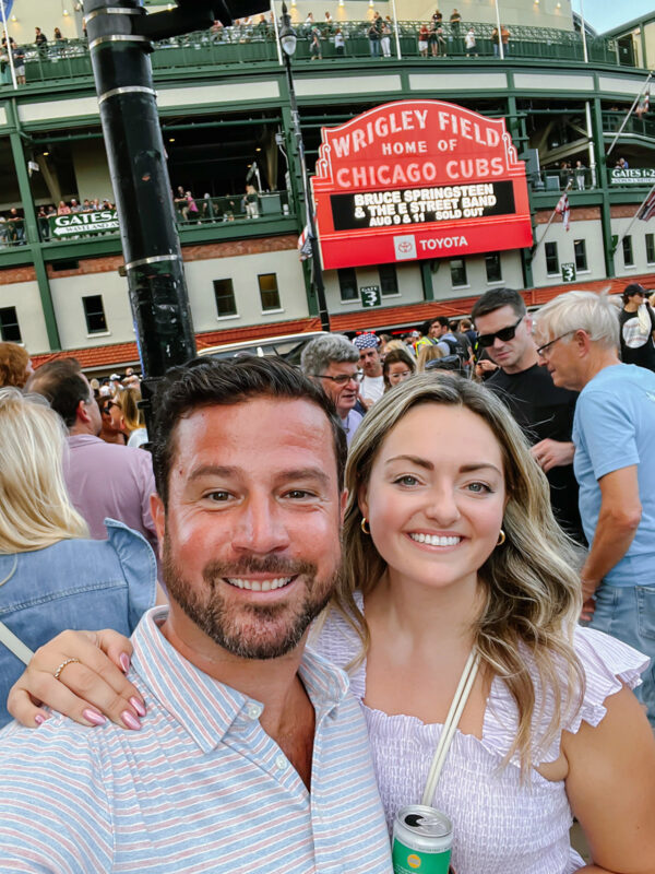 Chicago influencer Bows & Sequins at the Bruce Springsteen concert at Wrigley Field.