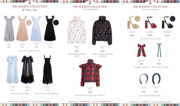 Hill House Holiday Collection 2023: Plaid Puffer Coat, Party Platforms, and Plaid Hair Bows