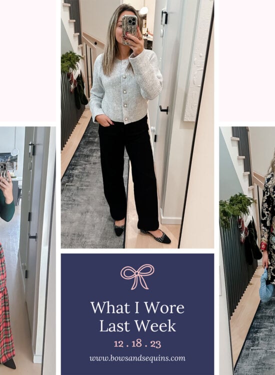 Chicago blogger shares daily outfits to wear in December over the holiday season.