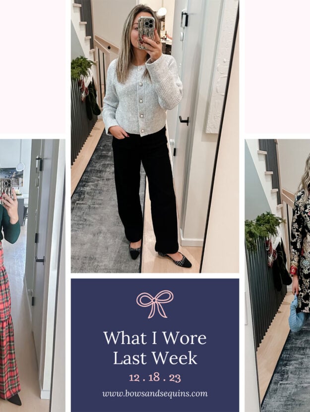 Chicago blogger shares daily outfits to wear in December over the holiday season.