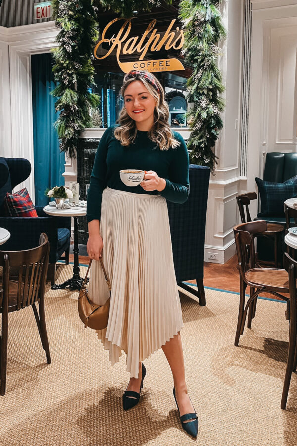 Chicago blogger at Ralph's Coffee in the Ralph Lauren store on Michigan Avenue.